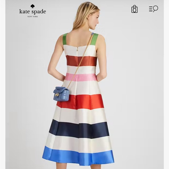 EUC Kate Spade Adventure Stripe Grace Multicolor Midi Dress - Picture 3 of 6